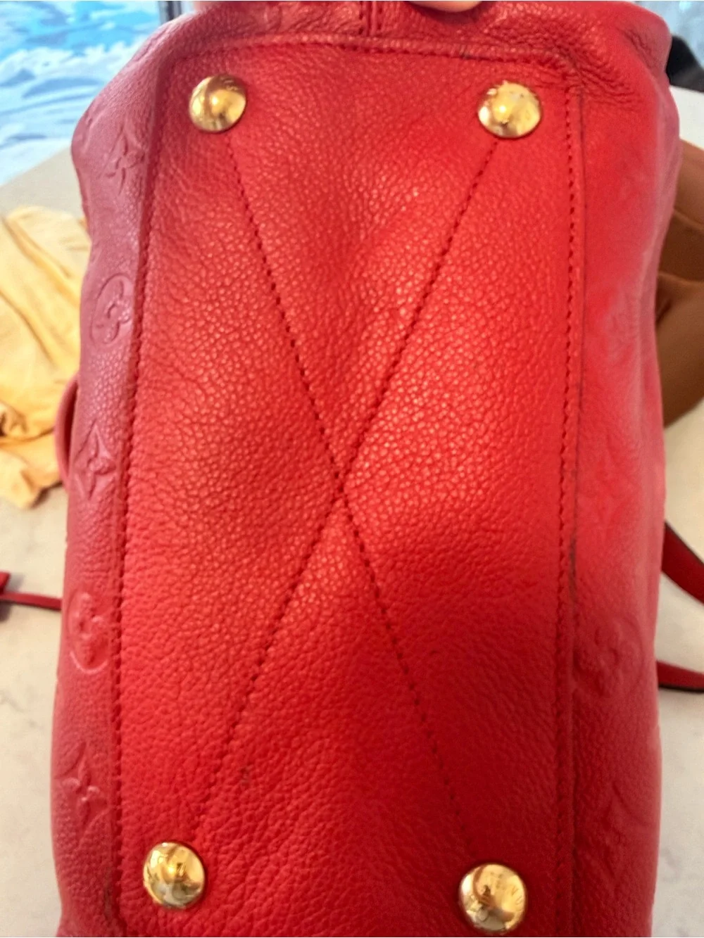 Louis Vuitton Red Empreinte Speedy 25 Bandolier